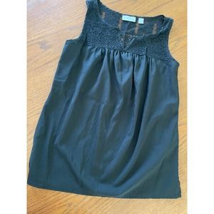 New York & Company Black Tank Top With Lace Size XS
